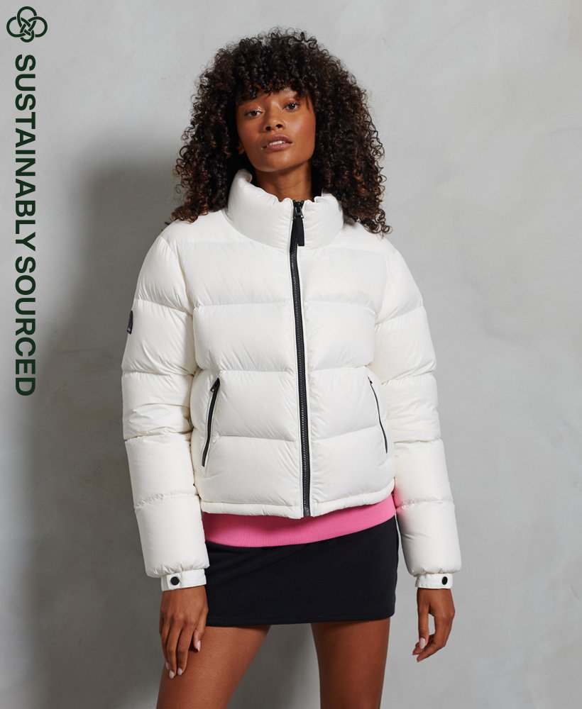 Womens - Luxe Alpine Down Padded Jacket in White | Superdry