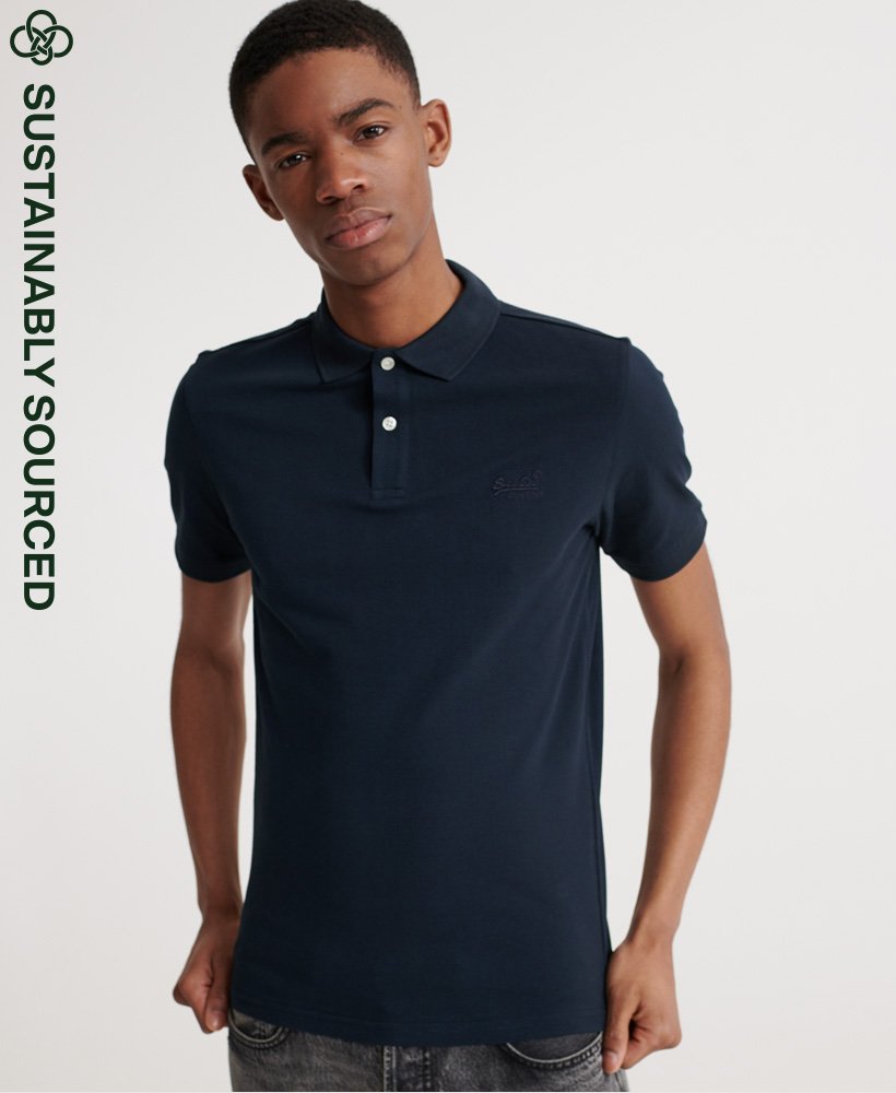 Men\'s Organic Cotton Micro Lite Pique Polo Shirt in Eclipse Navy | Superdry  CA-EN