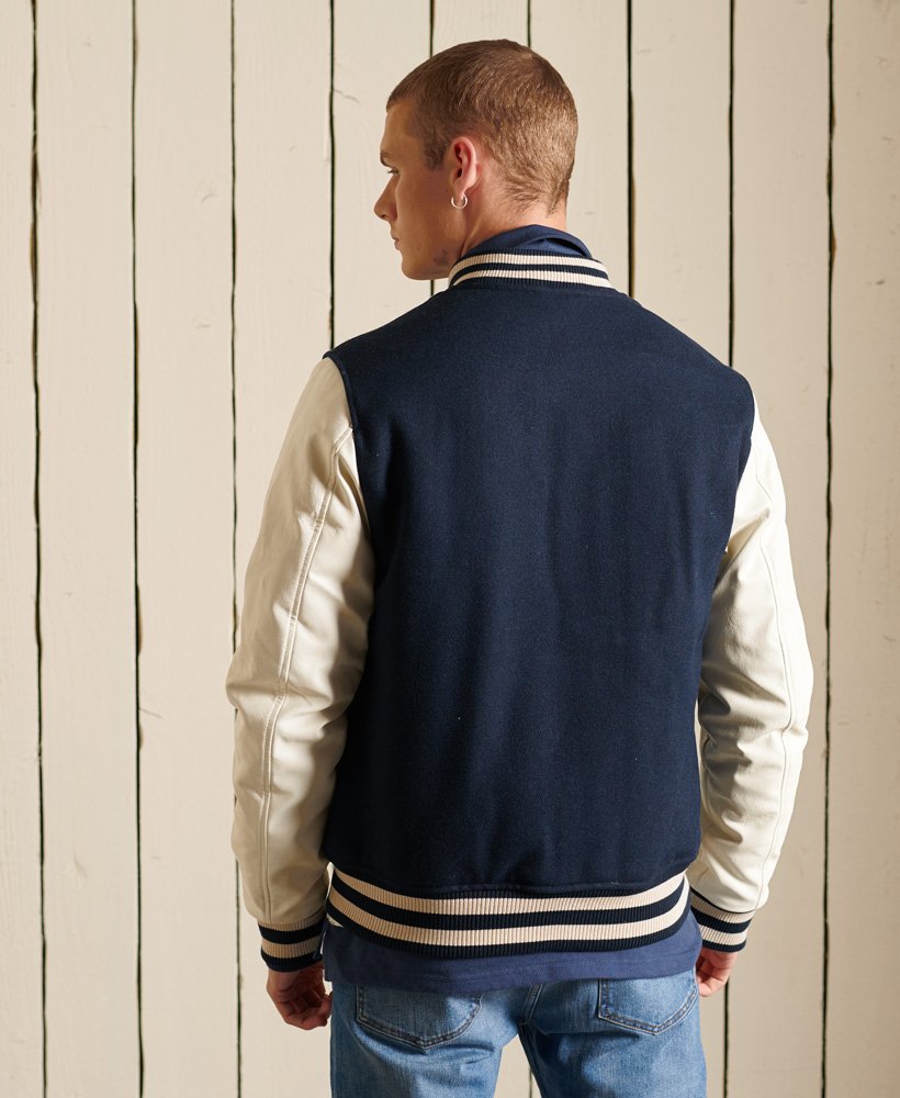 Mens College Varsity Bomber Jacket in Eclipse Navy Superdry