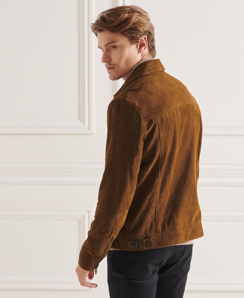 Mens - Studios Coach Suede Jacket in Camel | Superdry