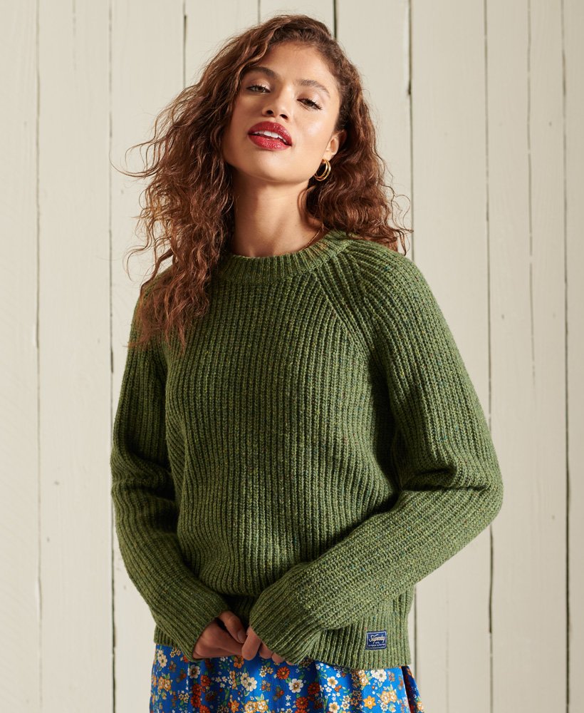 Superdry Tweed Ribbed Crew Neck Jumper - Women's Womens Jumpers