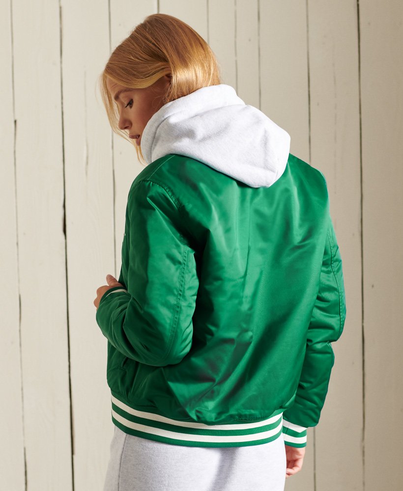 Womens - Varsity Bomber Jacket in Fern Green | Superdry