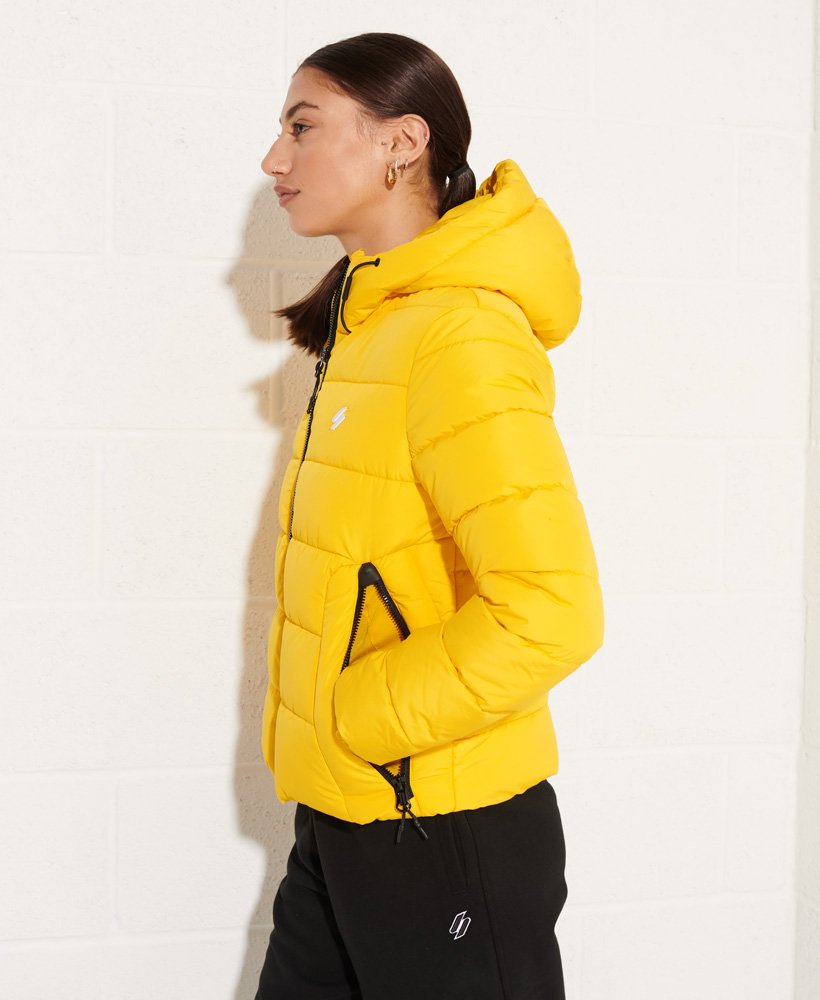 Womens - Hooded Spirit Sports Puffer Jacket in Nautical Yellow | Superdry