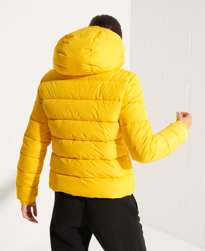Womens Hooded Spirit Sports Puffer Jacket in Nautical Yellow Superdry