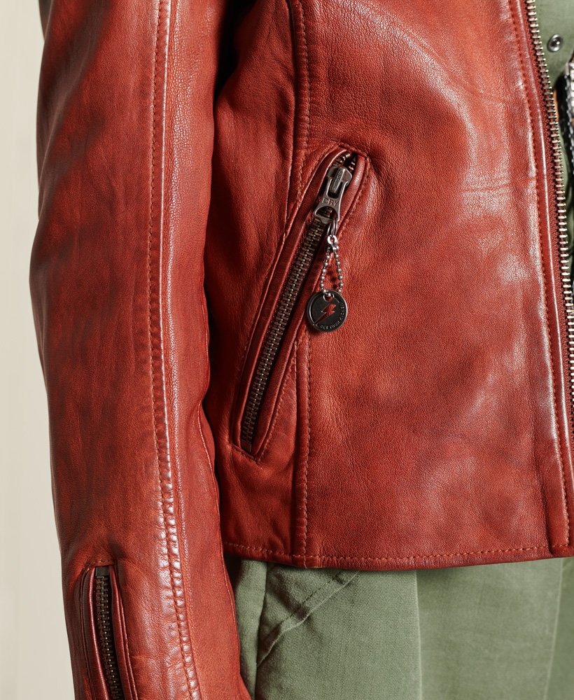 superdry red leather jacket