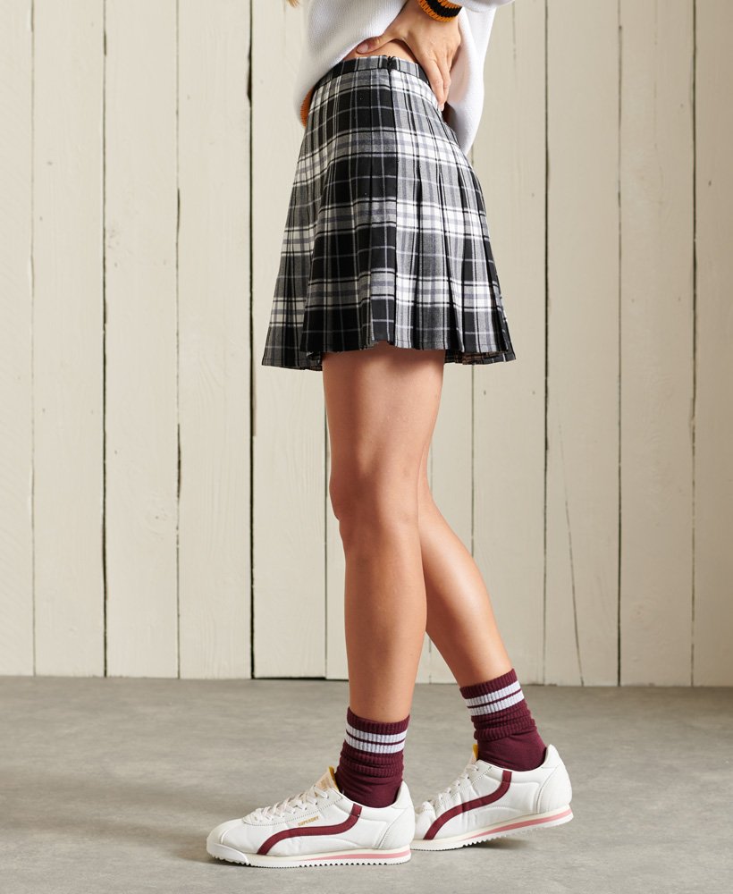 Womens Check Pleated Mini Skirt In Blackwhite Check Superdry 0738