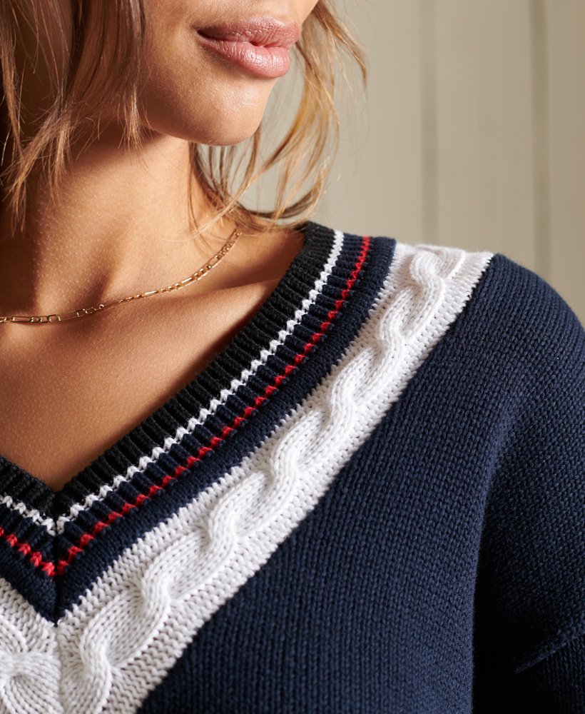 v neck cable jumper