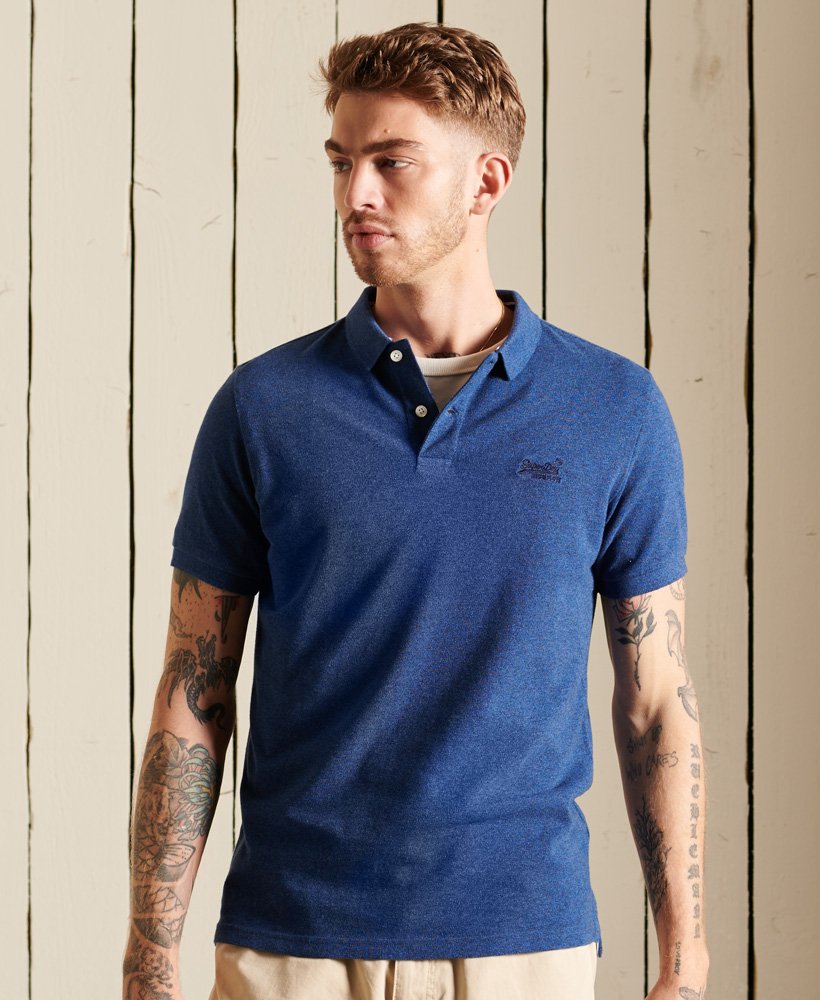 Mens - Classic Pique Short Sleeve Polo Shirt in Bright Blue Marl | Superdry
