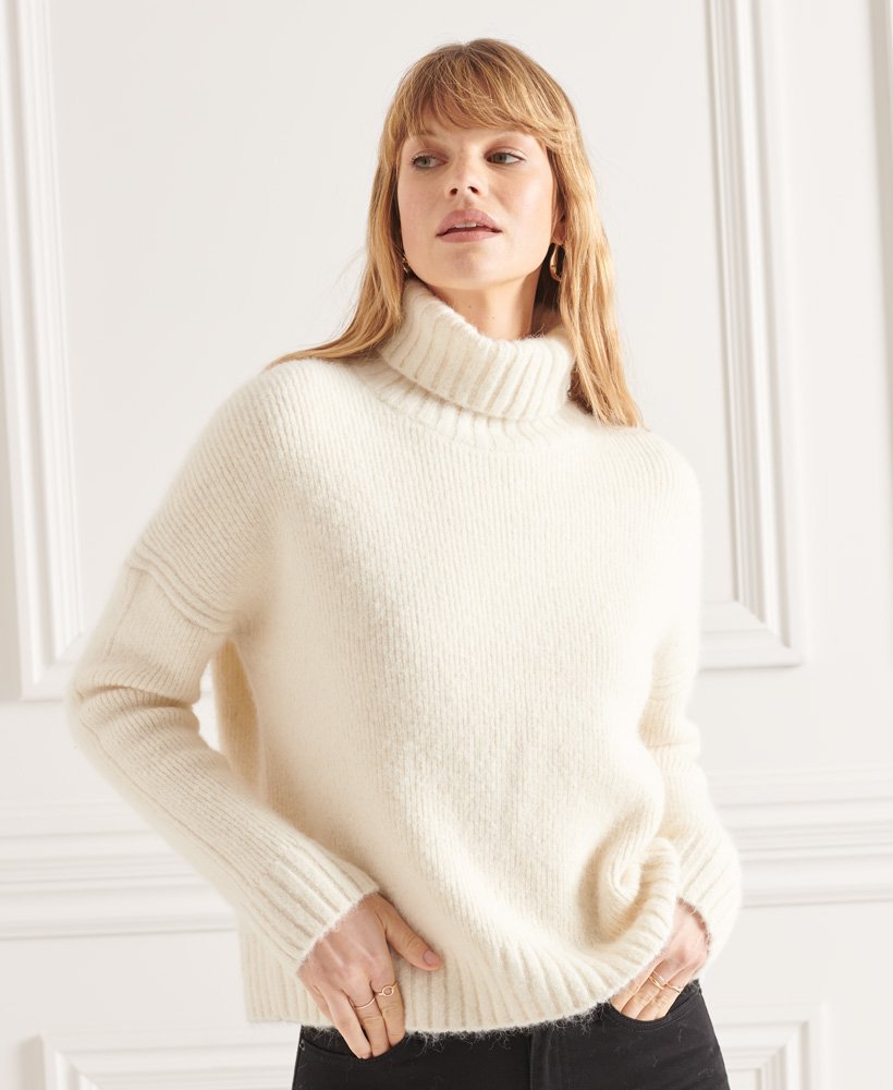 Womens Studios Chunky Roll Neck Jumper in Winter White Superdry UK