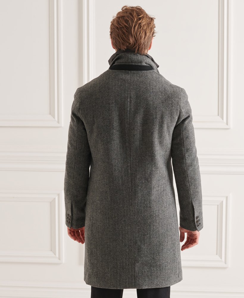 Superdry Wool Padded Town Coat Manteau DE Ville REMBOURRÉ en Laine Studios Homme
