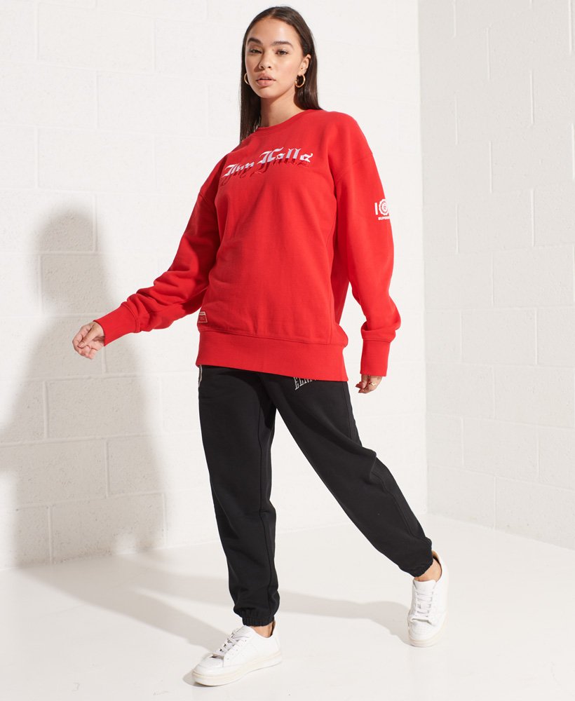 Red best sale oversized sweatshirt