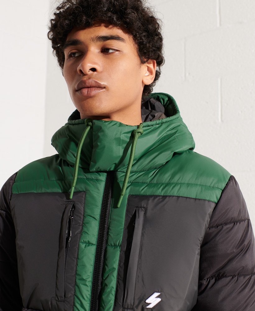 Mens - Sports Puffer Colour Block Jacket in Black | Superdry