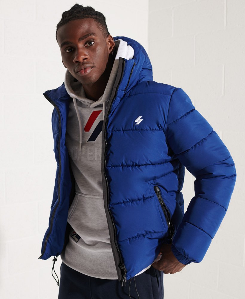 Superdry Mens Sports Puffer Colour Block Jacket Deep Navy Winter Various Sizes 