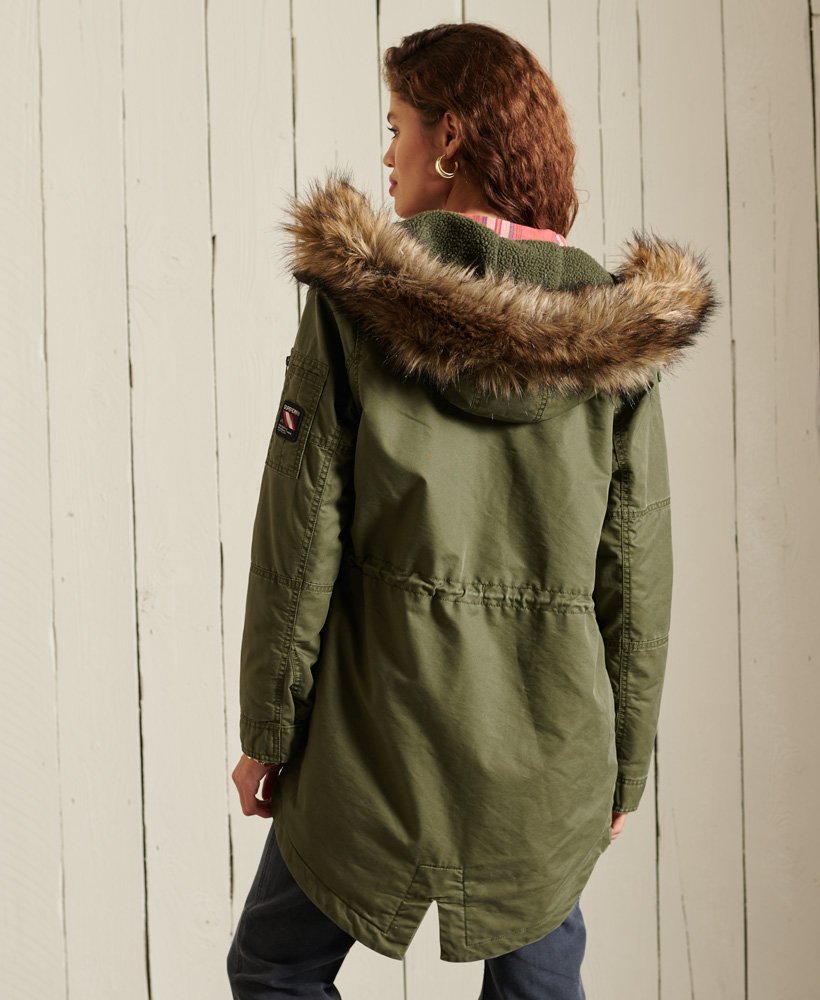 New Womens Superdry Winter Warm  PREMIUM Military  Khaki  Pea Coat 