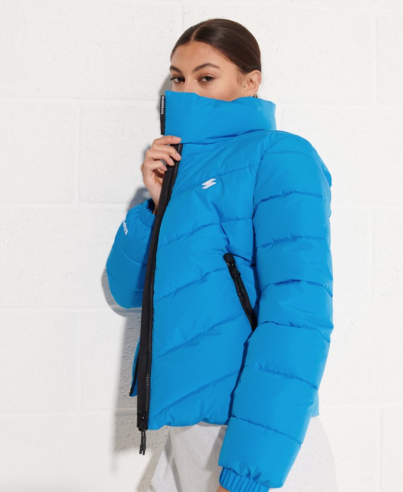 Womens - Non Hooded Sports Puffer Jacket in Aqua | Superdry