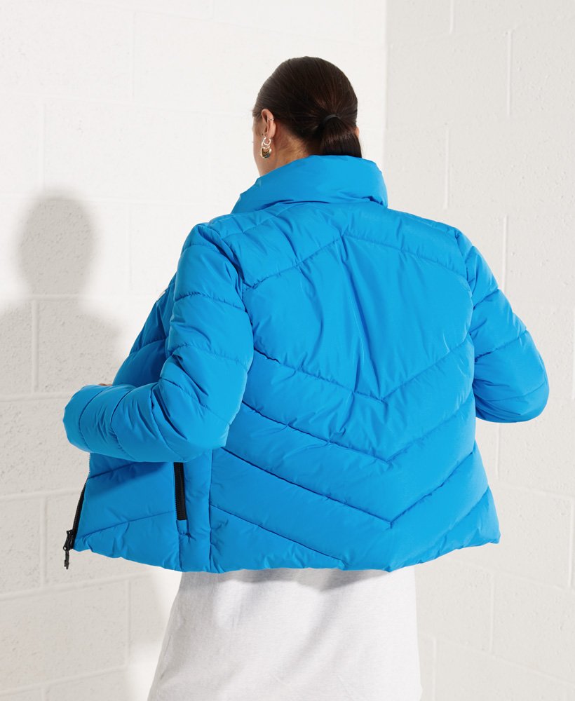 Womens Non Hooded Sports Puffer Jacket in Blue Superdry