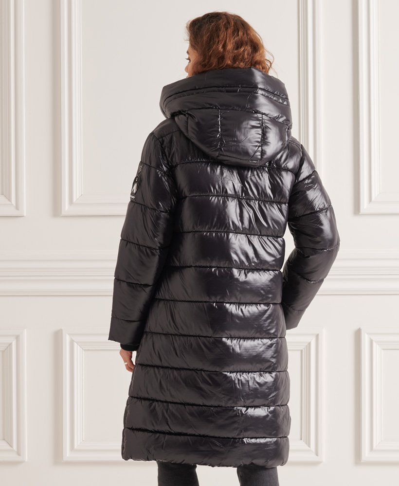 Womens Clothing Coats Parka coats Superdry Synthetic High Shine Duvet Coat in Black Save 48% 
