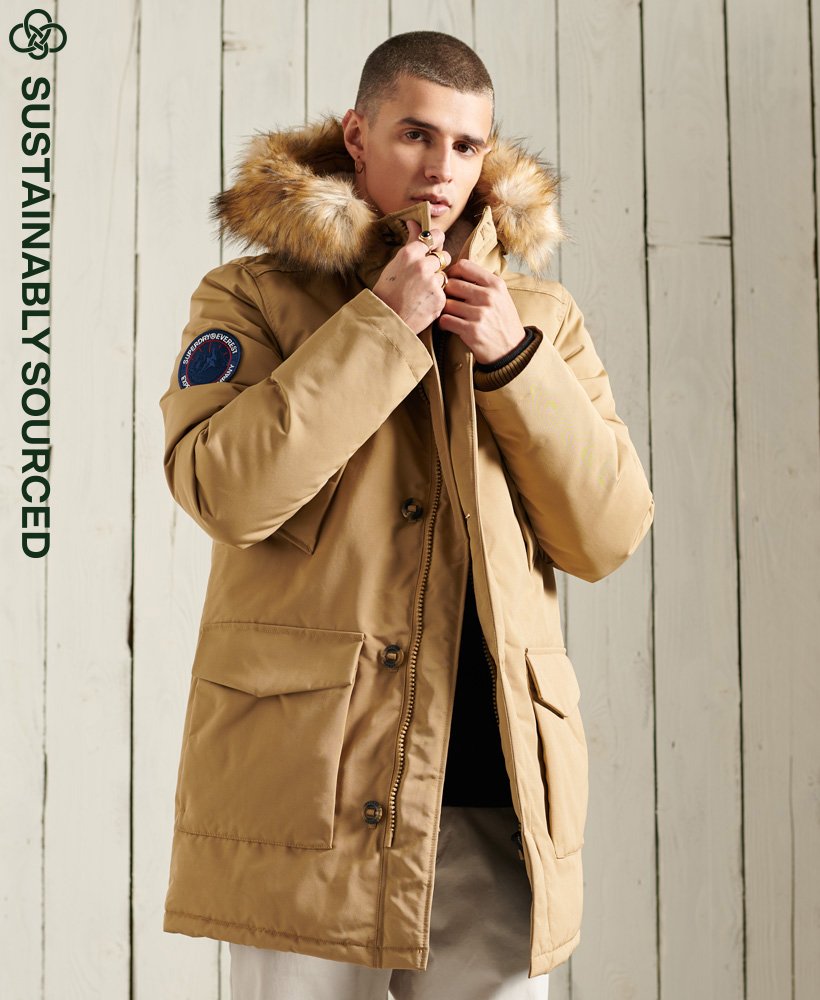 Men's - Everest Parka Coat in Beige | Superdry UK