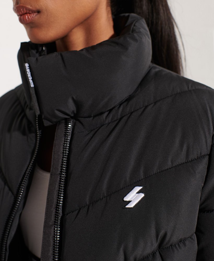 Womens Non Hooded Sports Puffer Jacket in Black Superdry