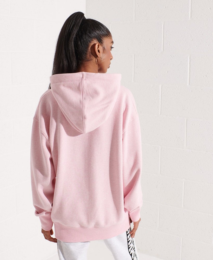 Womens - Code Applique Oversized Hoodie in Roseate Pink Marl | Superdry UK