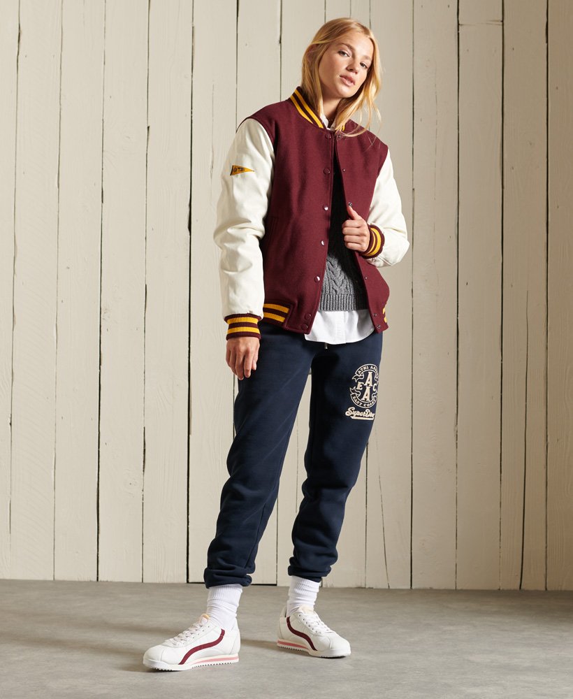 Womens College Varsity Bomber Jacket in Rich Deep Burgundy Superdry