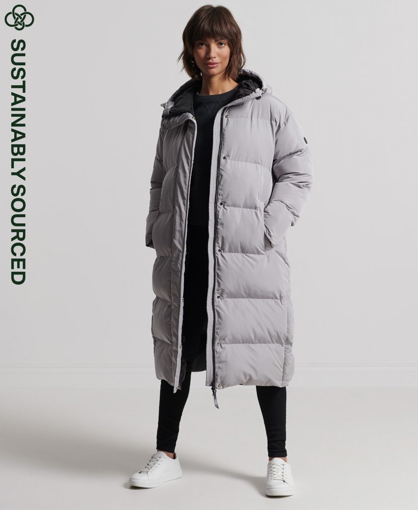 Women's Longline Duvet Coat in Light Grey | Superdry CA-EN