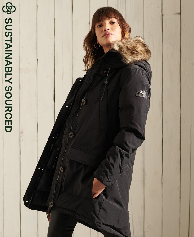 Superdry Hooded Faux Fur Parka Coat - Women's Womens Jackets
