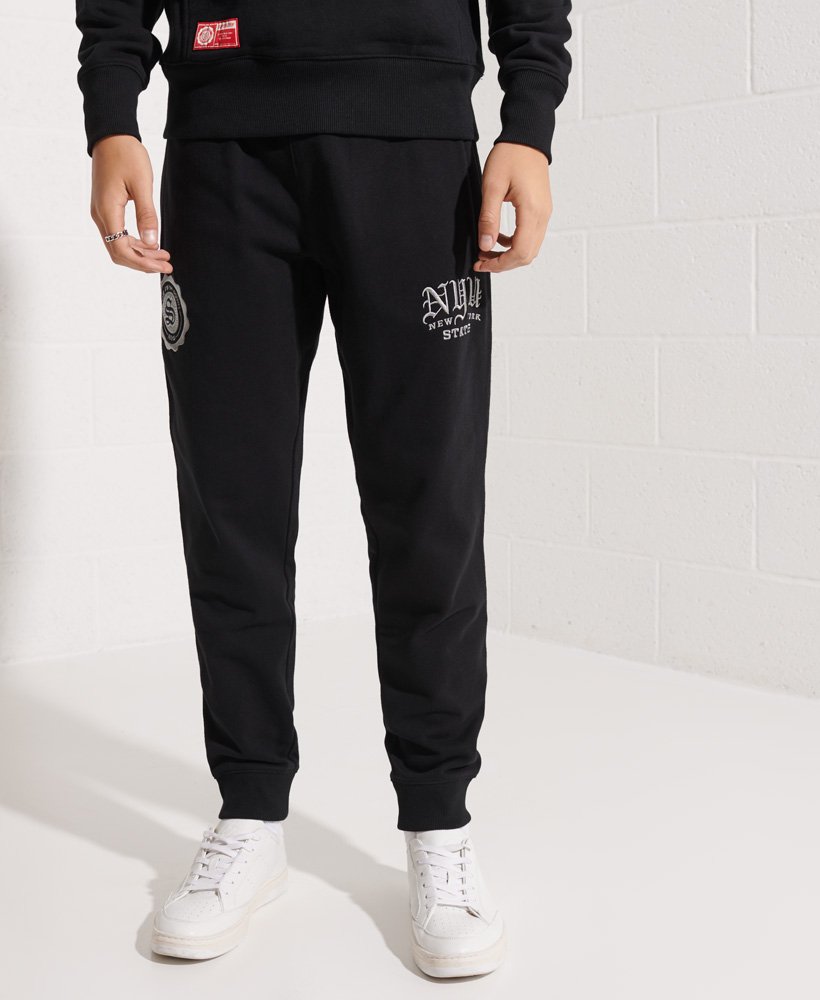 Mens - College Graphic Joggers in Black | Superdry