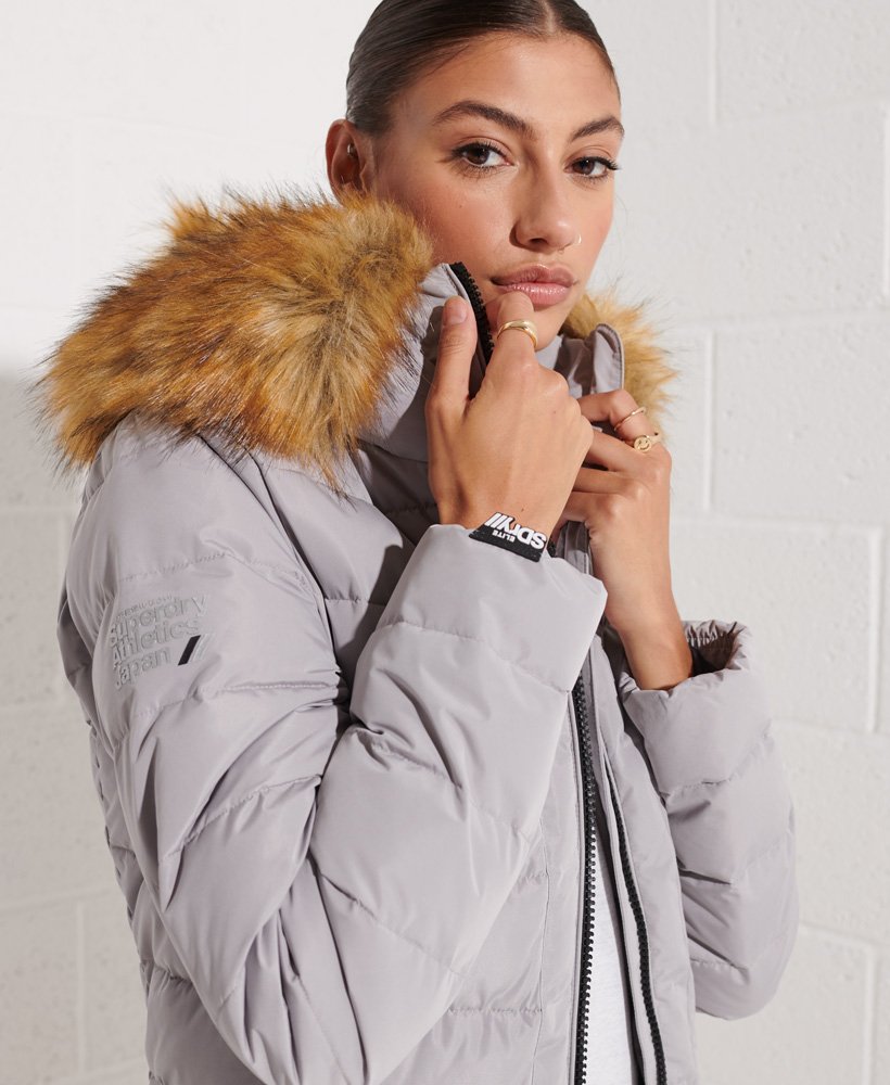 superdry arctic long puffer coat dove