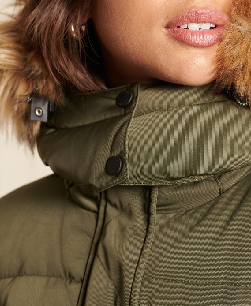 Womens - Longline Chinook Coat in Dark Moss | Superdry UK