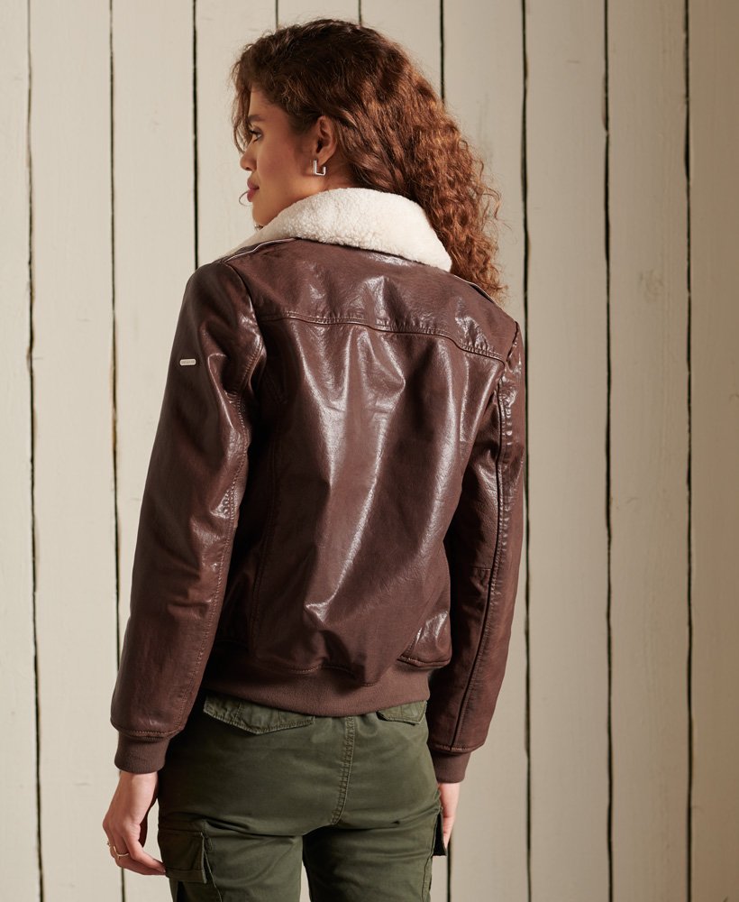 Superdry Aviator Flight Leather Jacket - Women's Womens Jackets