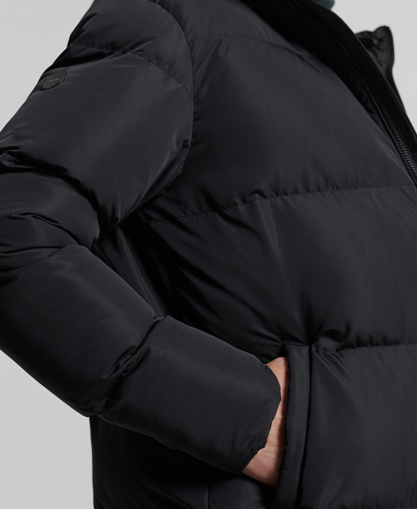 Mens - Longline Duvet Coat in Black | Superdry