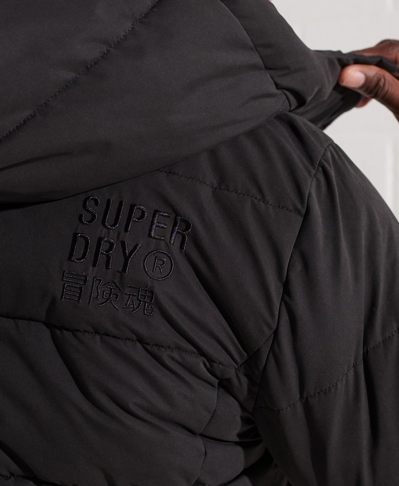 superdry microfibre duvet coat black