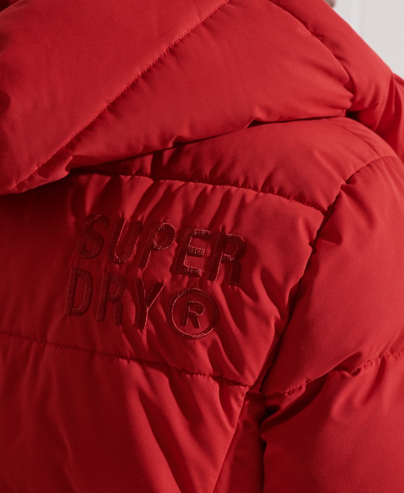 Mens - Microfiber Mountain Puffer Jacket in High Risk Red | Superdry