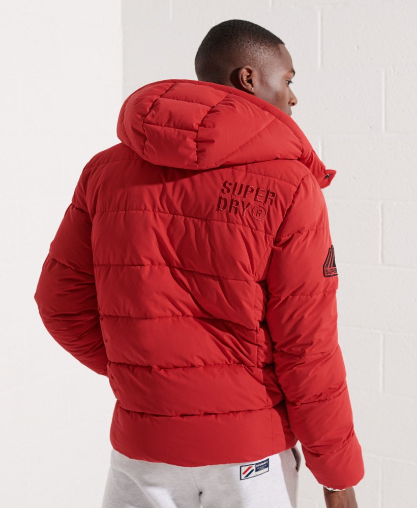 Mens - Microfiber Mountain Puffer Jacket in High Risk Red | Superdry