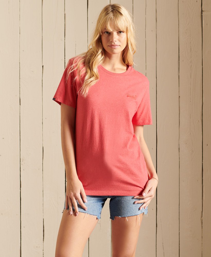 Women's Organic Cotton Loose Fit Vintage Logo T-Shirt in Coral Marl |  Superdry US