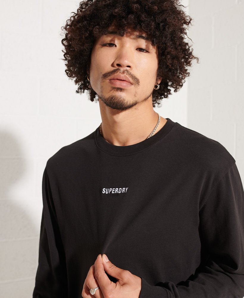 Mens - Long Sleeve Micro Logo Top in Black | Superdry