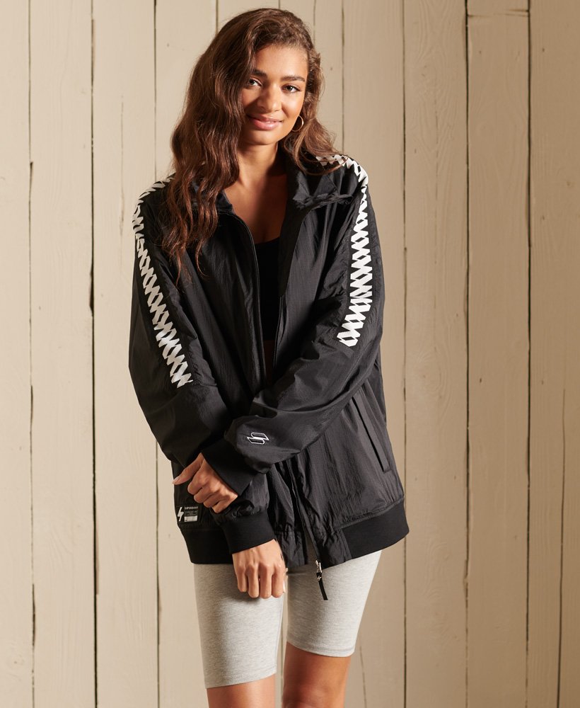 Women s Code Oversized Track Jacket in Black Superdry