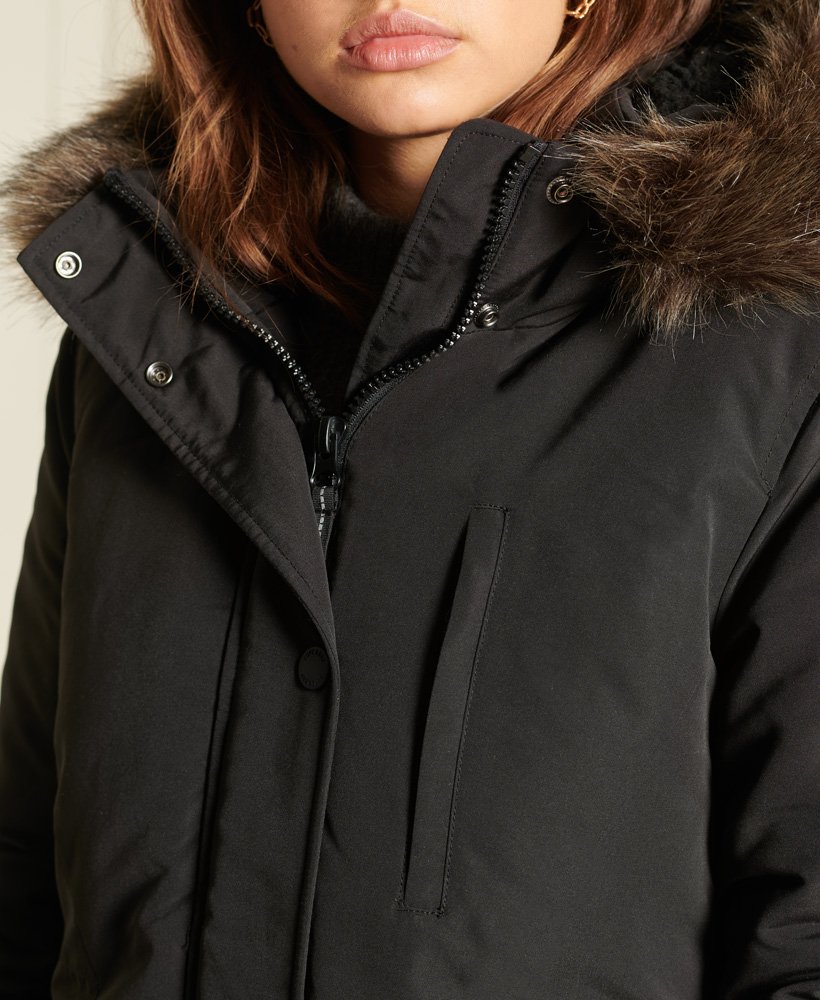 superdry black fur hood coat