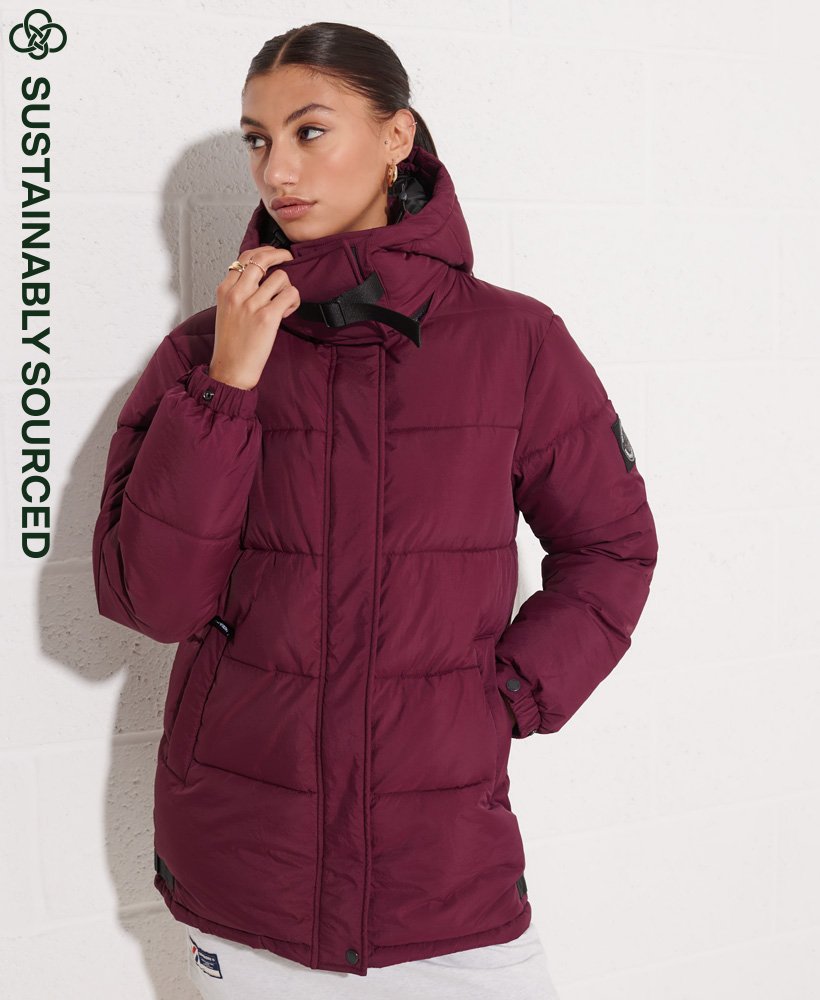 Womens - Expedition Cocoon Padded Coat in Port | Superdry