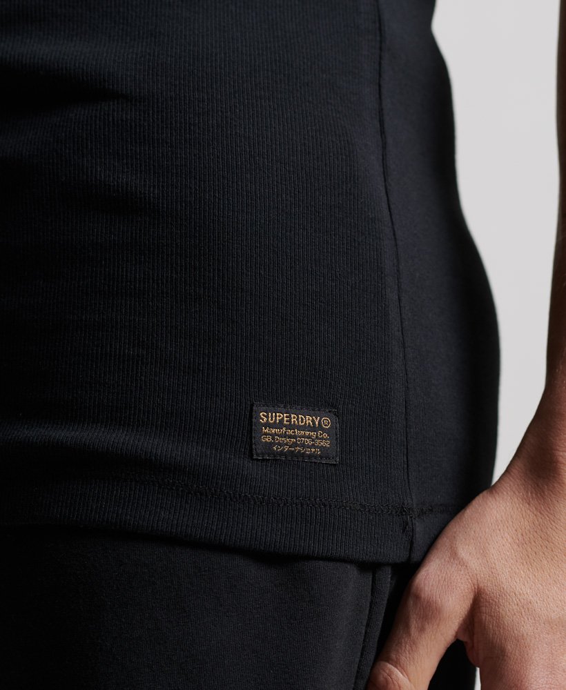 Men's Organic Cotton Vest Double Pack in Black Multipack Superdry UK