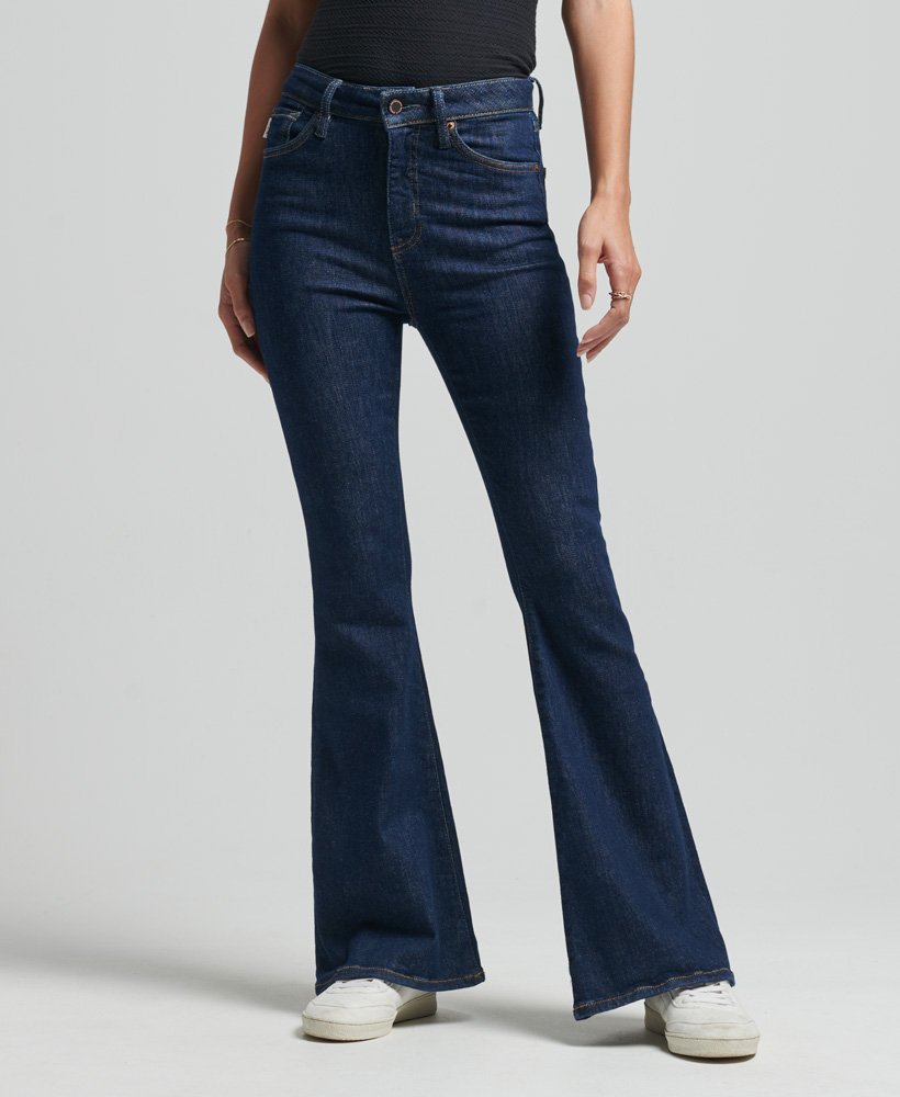 Womens - High Rise Skinny Flare Jeans in Rinse | Superdry