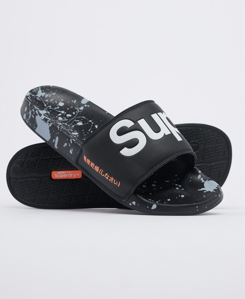 Hombre Chanclas Superdry Beach en Negro salpicadura