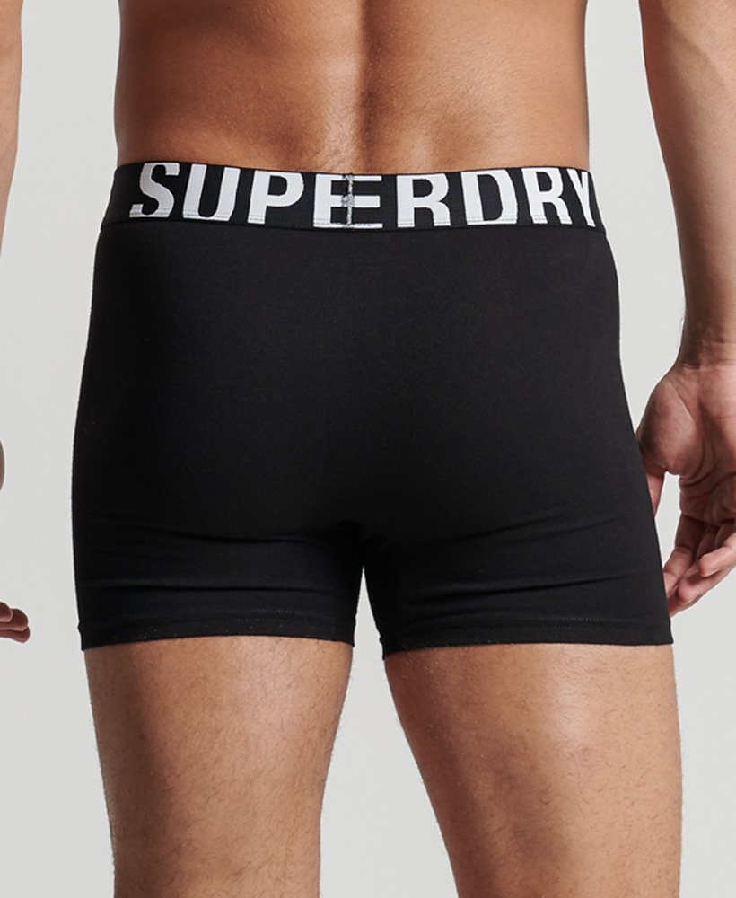 Mens - Organic Cotton Boxer Dual Logo Double Pack in Black/black Optic ...