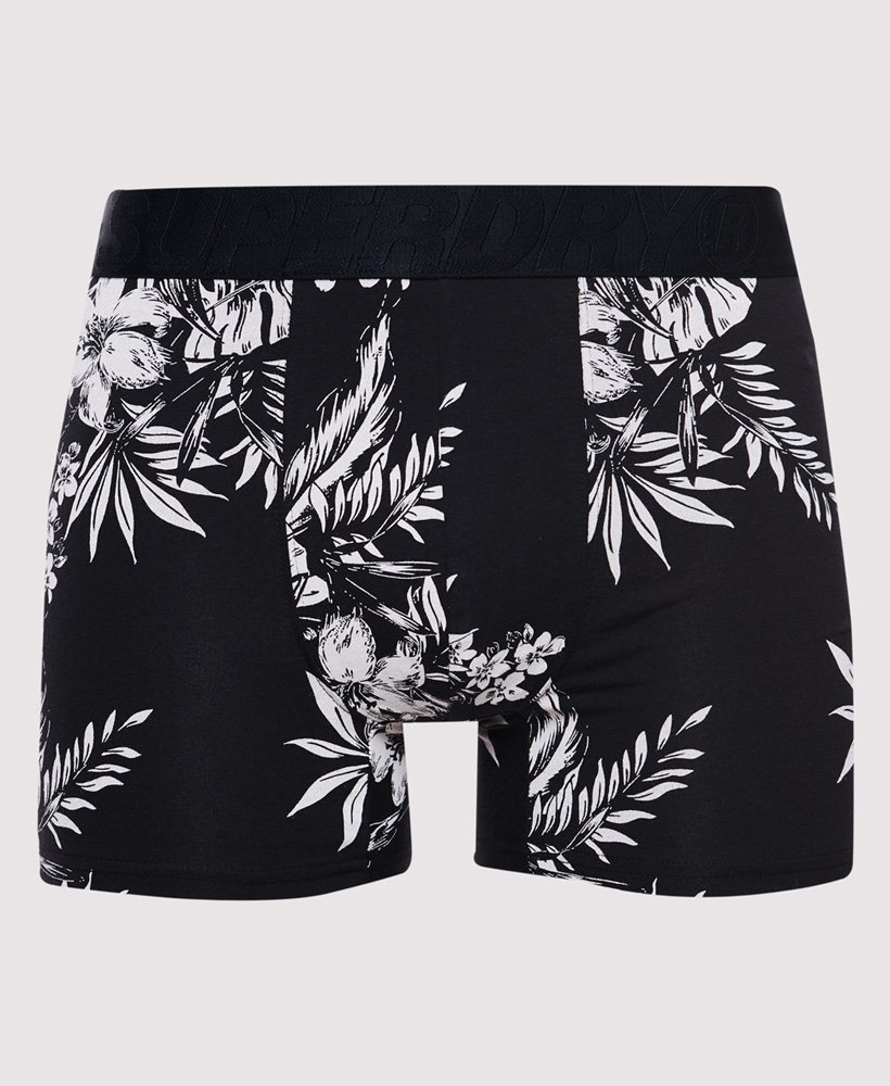 Men's Organic Cotton Boxer Double Pack in Black Aop/black