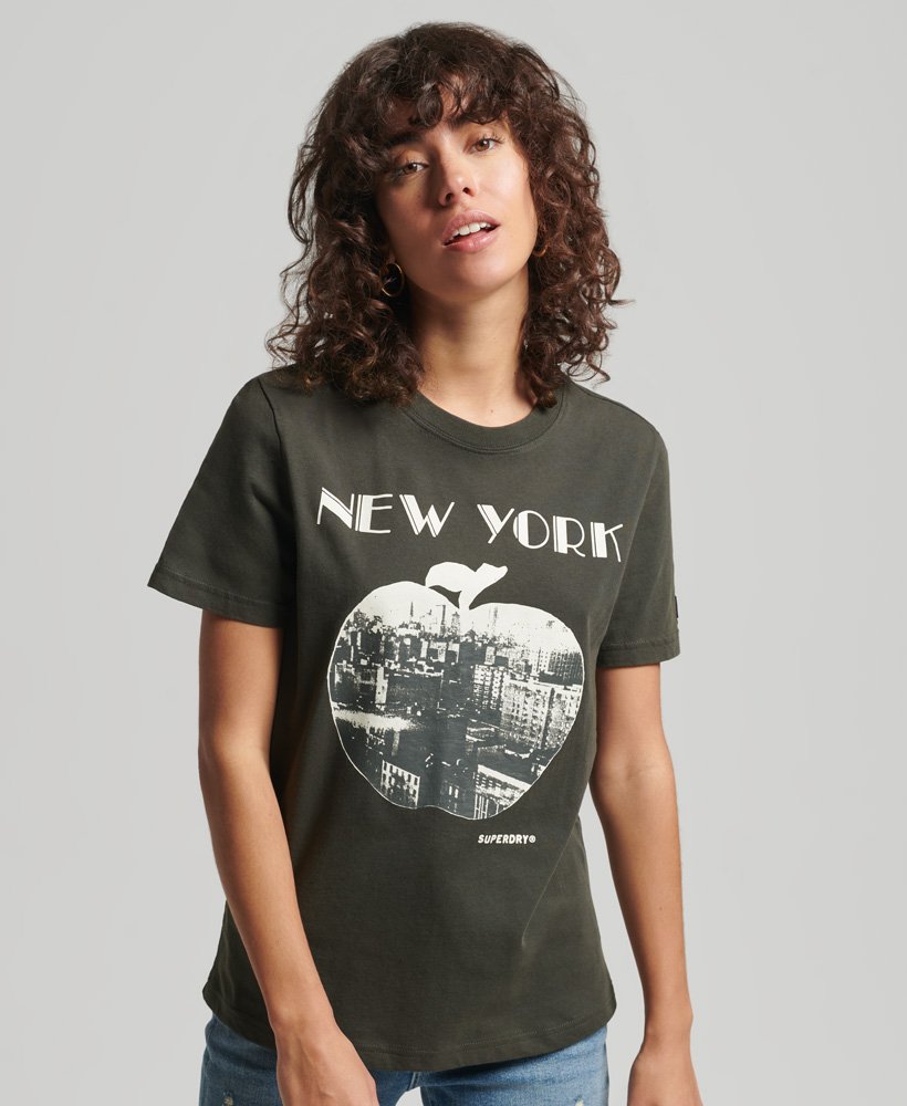 Womens - Vintage Crossing Lines T-Shirt in Washed Black | Superdry UK