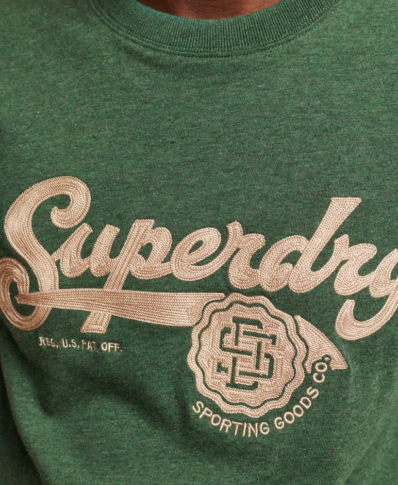 Mens - Vintage Script Style Collegiate T-Shirt in Heritage Pine Green ...