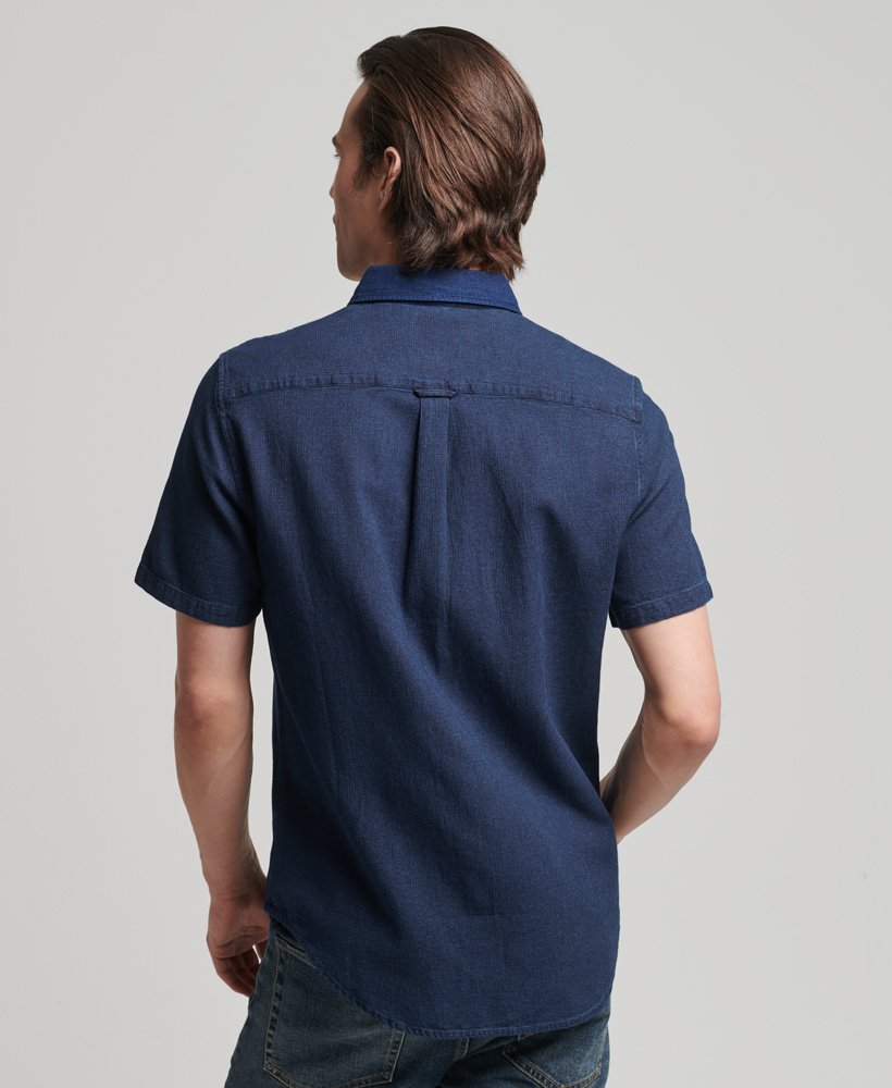 Mens - Vintage Loom Short Sleeve Shirt in Dark Blue | Superdry