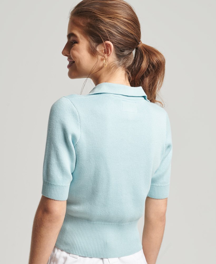 cropped knit polo