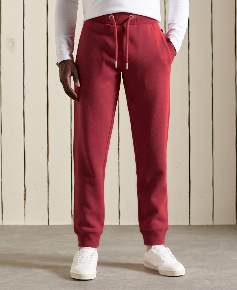 Men's Vintage Logo Embroidered Joggers in Rich Red Marl